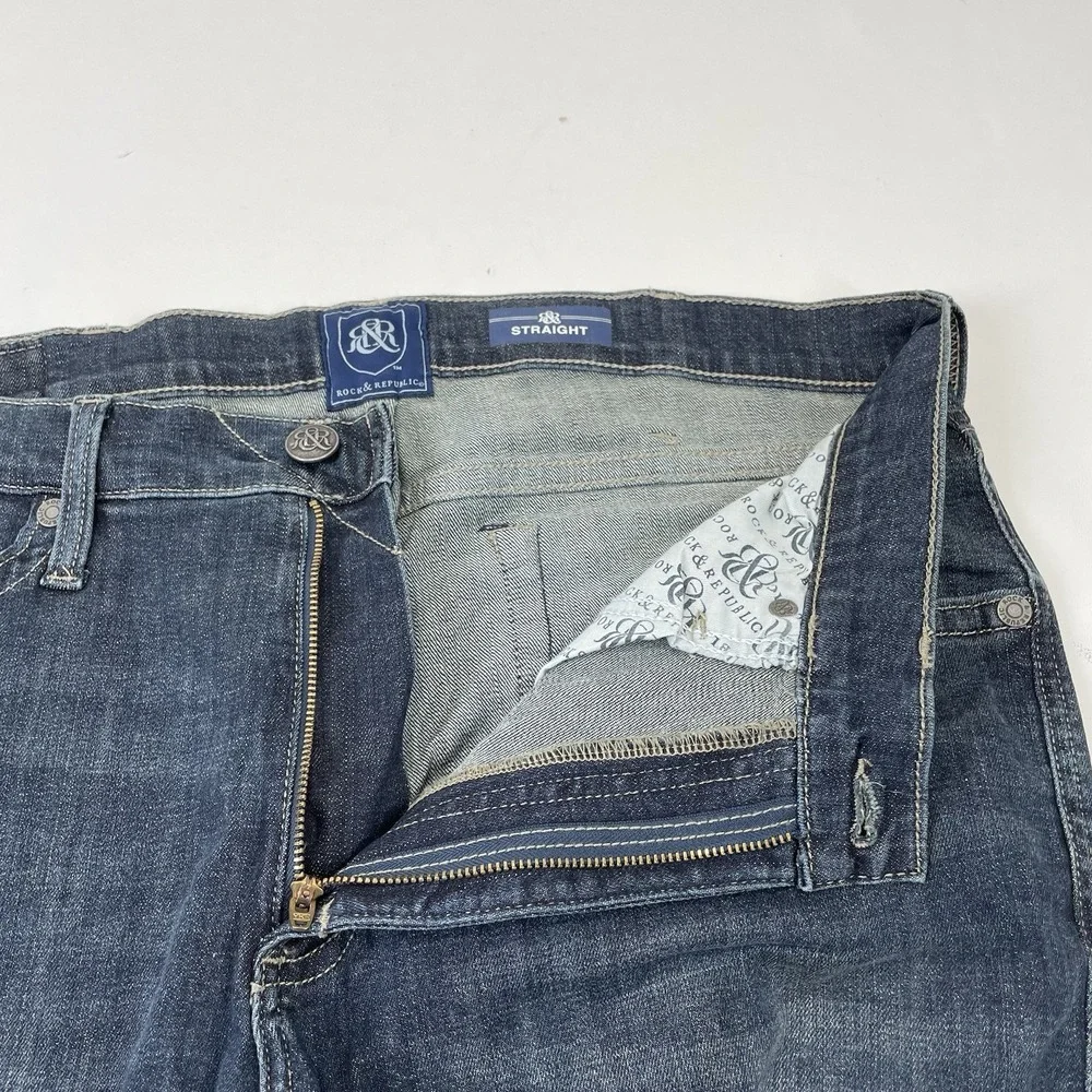 Rock And Republic‎ Straight Leg Jeans Mens Size 36x32 Blue